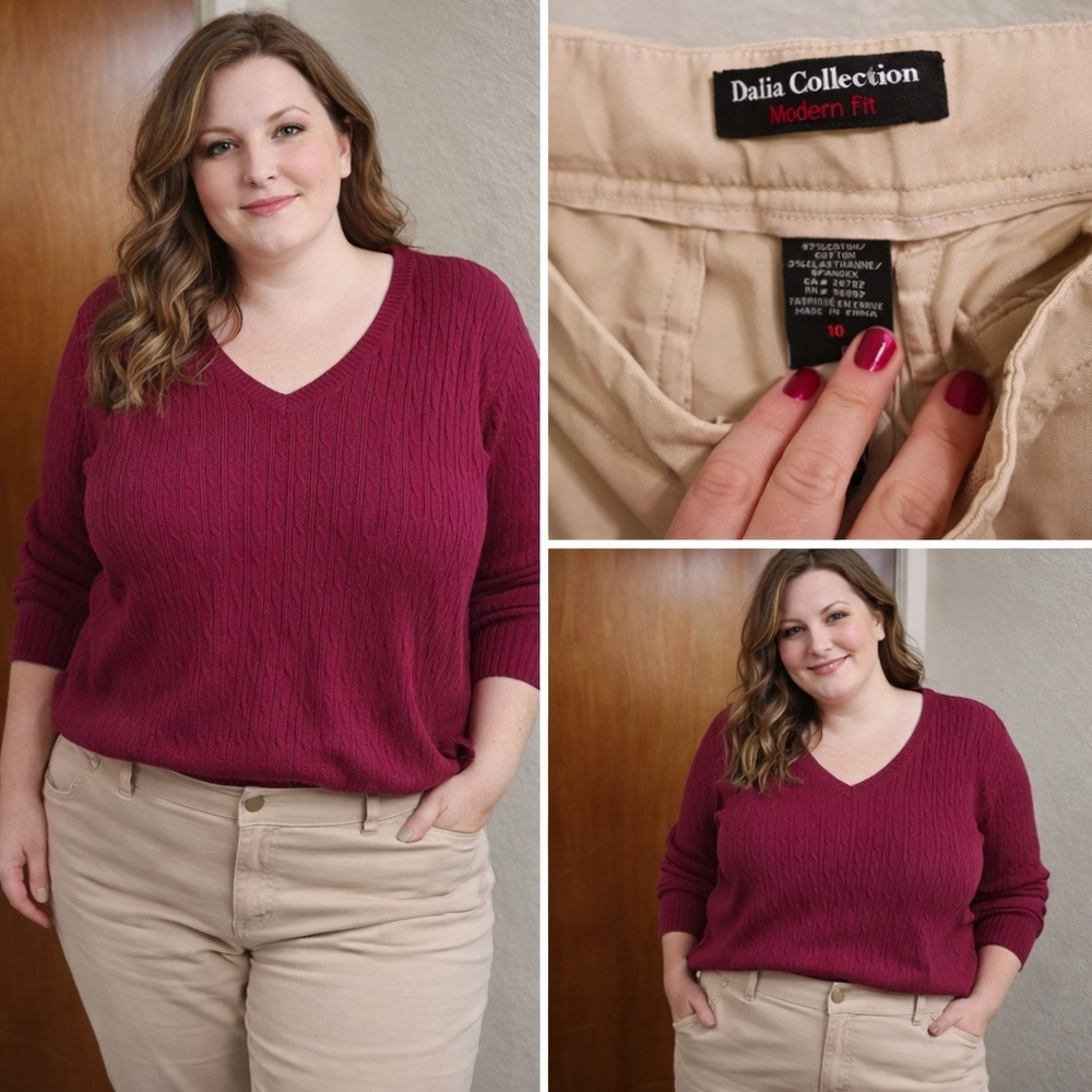 Dalia Collection Modern Fit Cream Trousers